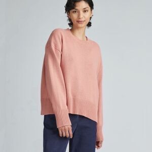 Everlane Organic Cotton The Boxy Everyday Sweater Light Pink Small